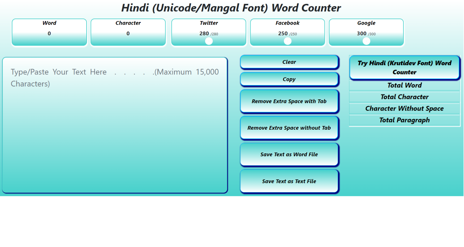 mangal font word counter