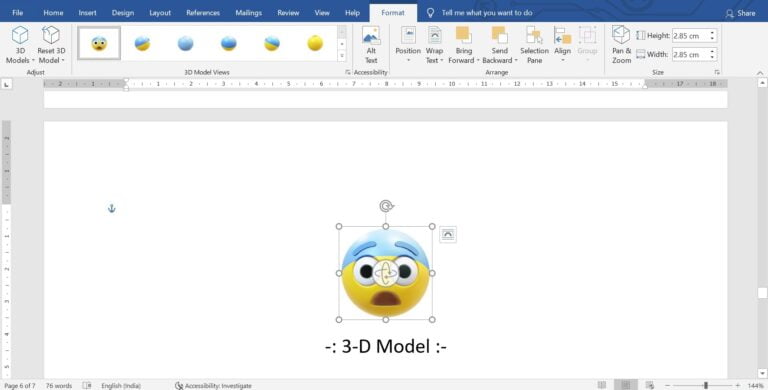 Insert 3D Model in MS Word