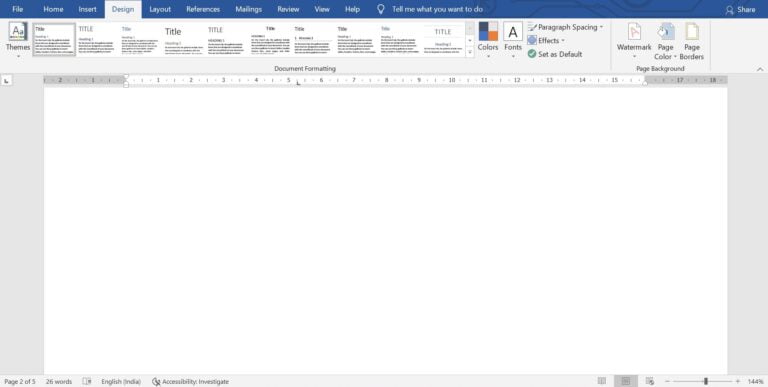 MS Word Design Menu