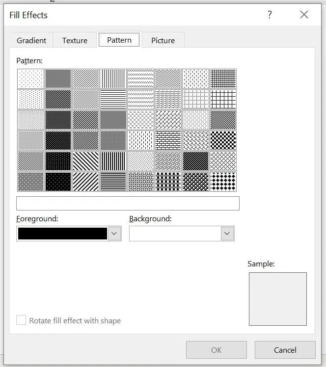 pattern in MS Word