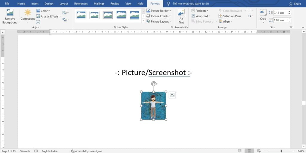 Insert Picture in MS Word