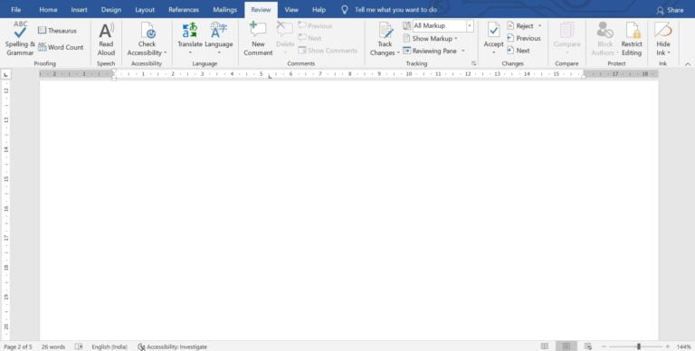 MS Word Review Menu