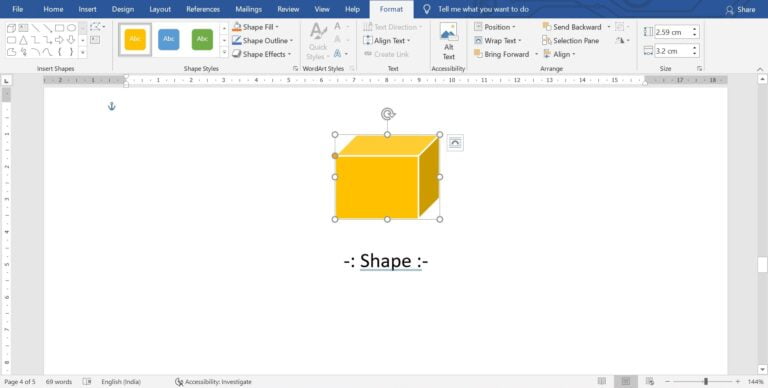 Insert Shape in MS Word