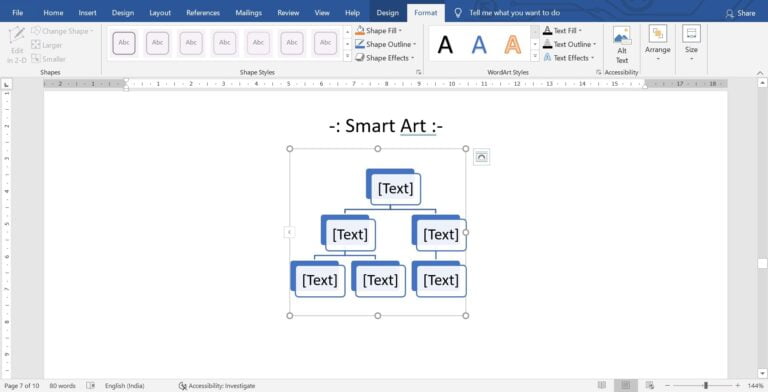 Insert SmartArt in MS Word