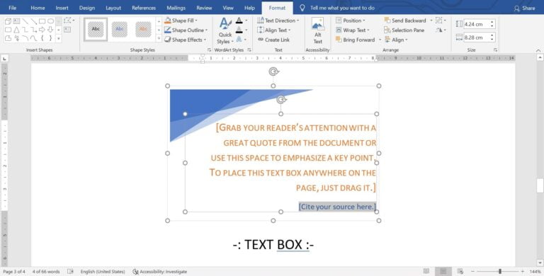 Insert Textbox in MS Word