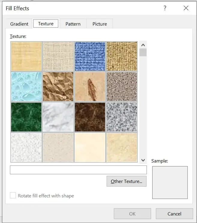 texture in MS Word