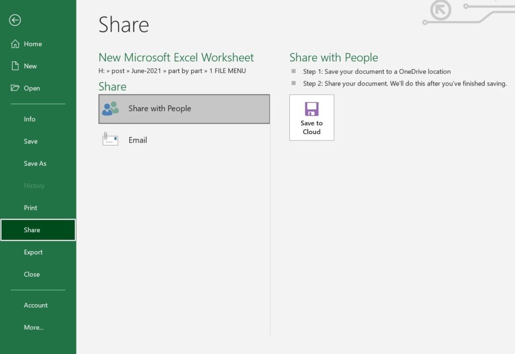 ms excel share