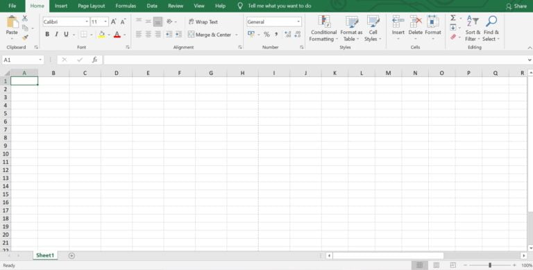 ms excel home menu