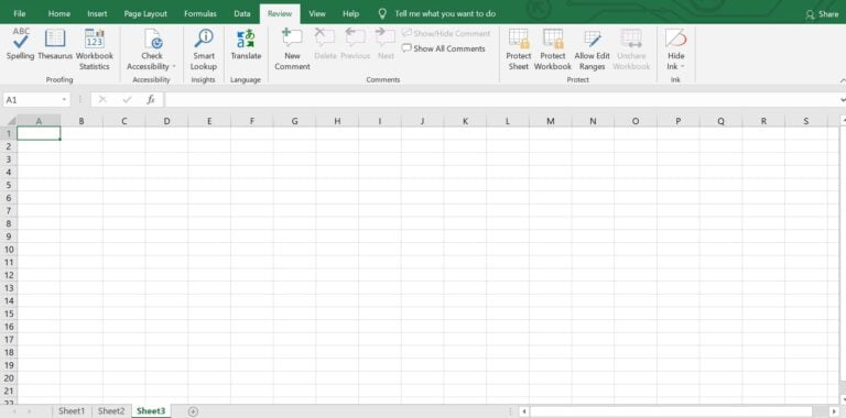 MS Excel Review Menu