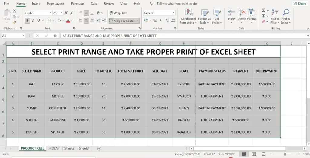 Print Excel Sheet