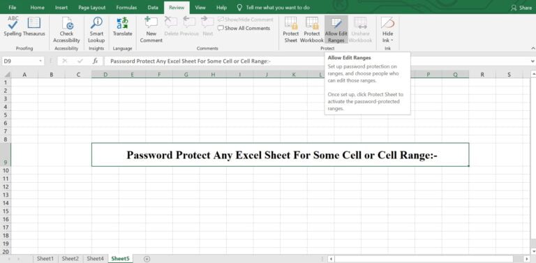 protect cells in excel