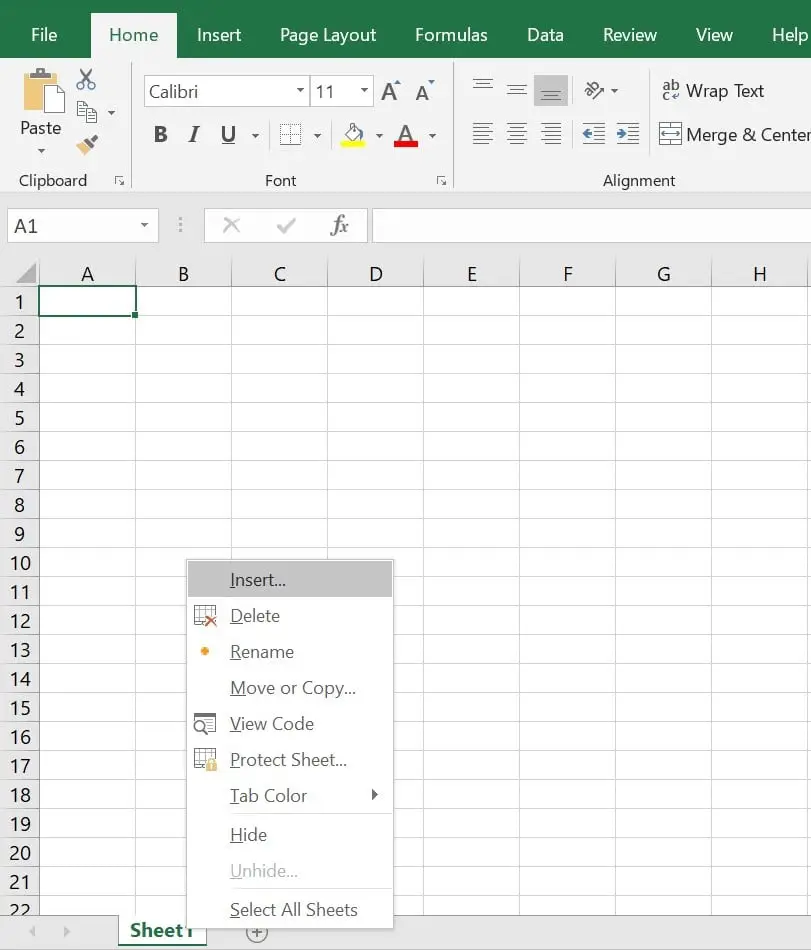 how to add new sheet in excel