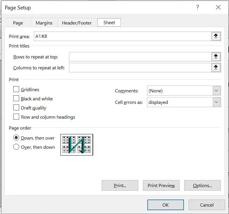 repeat row and column excel sheet