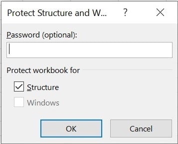 Protect Workbook file Structure.