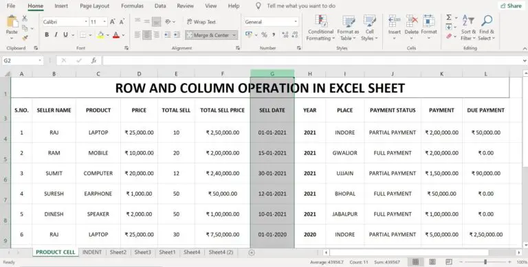 Rows and Columns in Excel