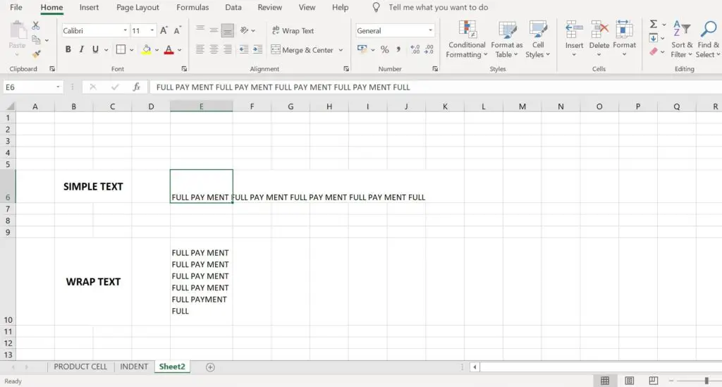 Wrap Cell in Excel Sheet
