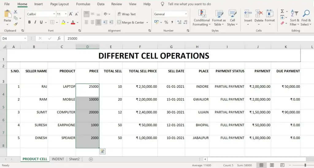 Format Cell in Excel Sheet