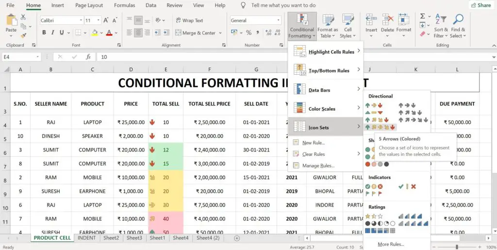 icon in excel