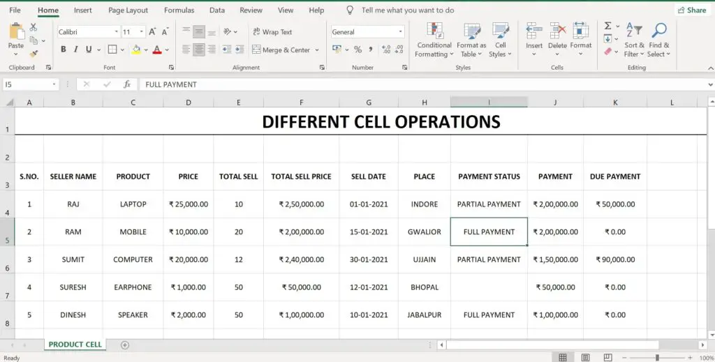 Copy Cell in Excel Sheet