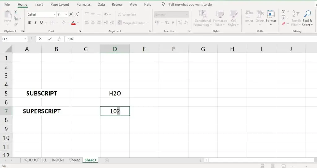 superscript in Cell in Excel Sheet