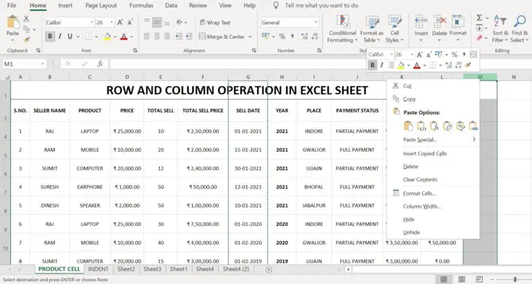 Rows and Columns in Excel